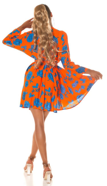 Fashionista Wrap-Dress with print Orange